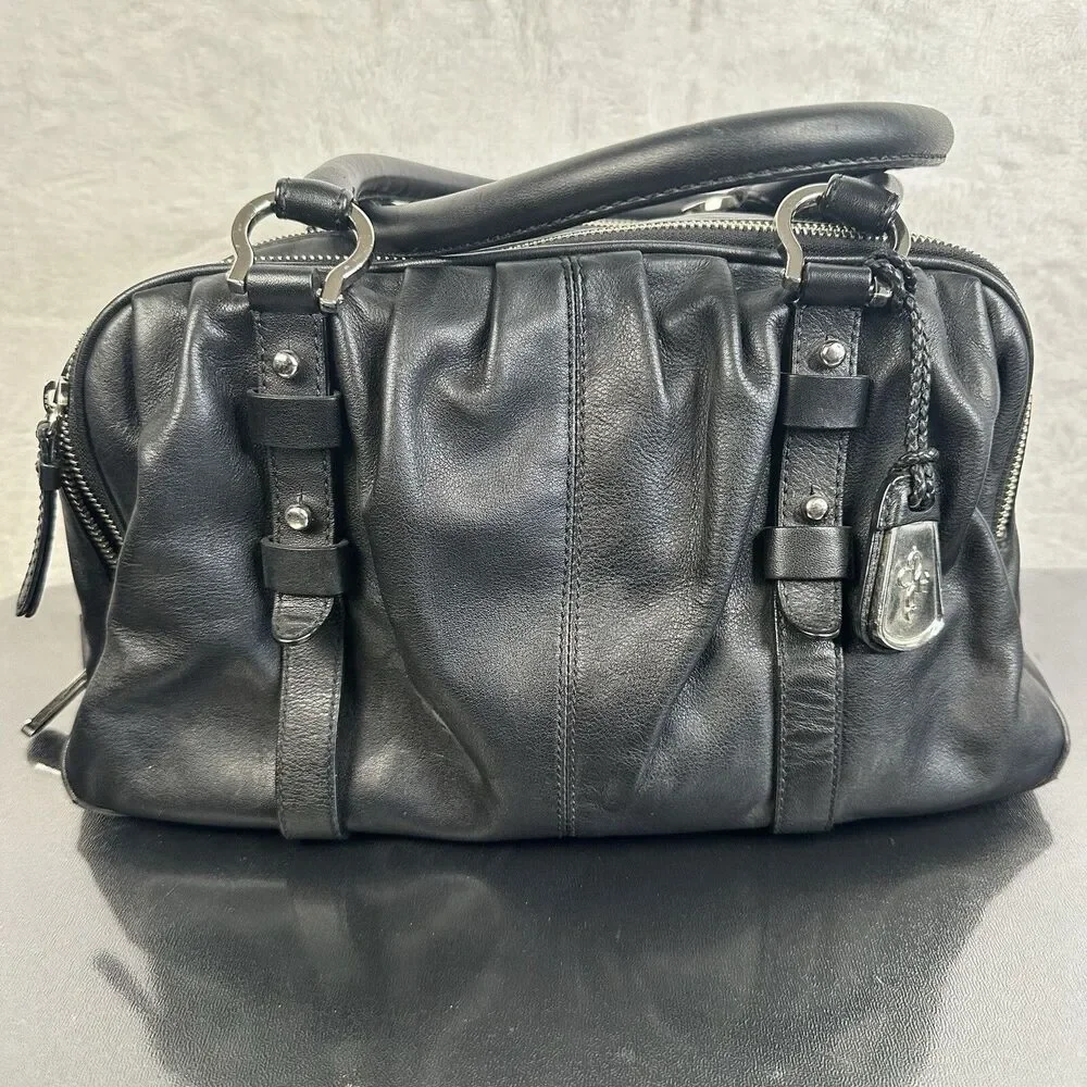 Cole Haan Cornelia Women's Triple Zip Satchel Handbag Black-Smooth Soft Leather